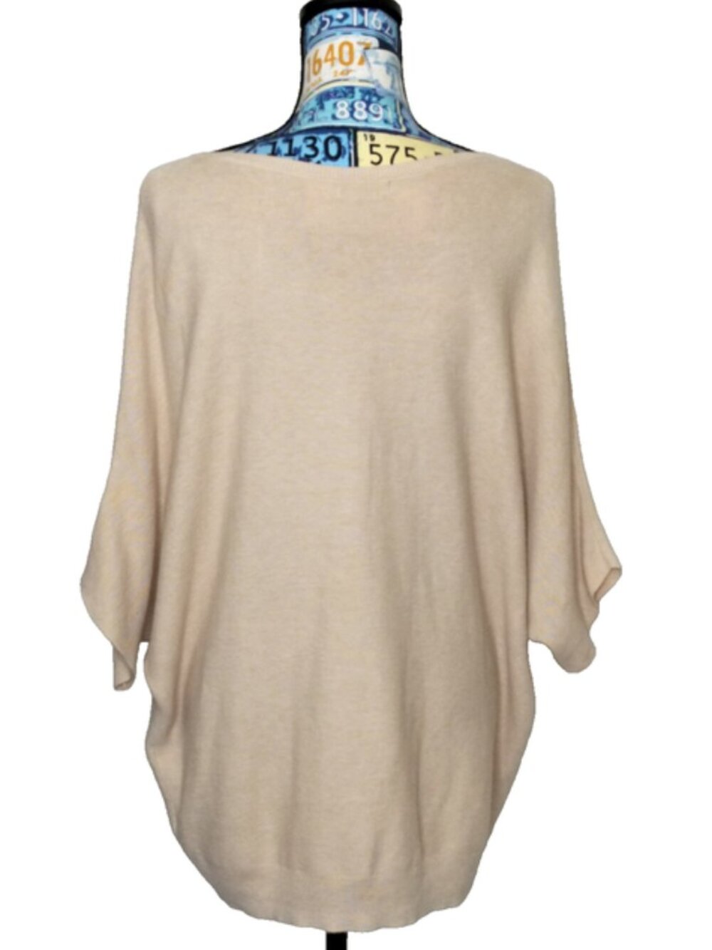QUINCE Lightweight Cotton Cashmere Link-Stitch Dolman Sweater Heather Oatmeal L - Picture 4 of 10